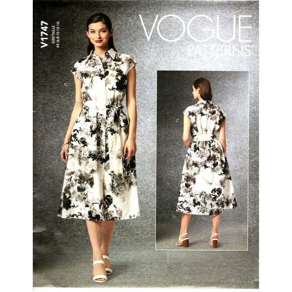 Vogue V1747 Misses 14 to 22 Fitted and Flared Dress Uncut Sewing Pattern - Picture 1 of 2
